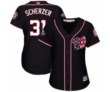 Women's Washington Nationals #31 Max Scherzer Authentic Navy Blue Alternate 2 Cool Base 2019 World Series Bound Baseball Jersey