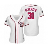 Women's Washington Nationals #31 Max Scherzer Authentic White Home Cool Base 2019 World Series Bound Baseball Jersey