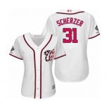 Women's Washington Nationals #31 Max Scherzer Authentic White Home Cool Base 2019 World Series Champions Baseball Jersey