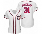 Women's Washington Nationals #31 Max Scherzer Authentic White Home Cool Base 2019 World Series Champions Baseball Jersey