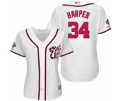 Women's Washington Nationals #34 Bryce Harper Authentic White Home Cool Base 2019 World Series Champions Baseball Jersey