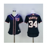 Women's Washington Nationals #34 Bryce Harper Majestic Blue Cool Base Player Jersey