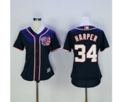 Women's Washington Nationals #34 Bryce Harper Majestic Blue Cool Base Player Jersey