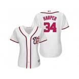 Women's Washington Nationals #34 Bryce Harper White Fashion Stitched MLB Jersey