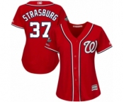 Women's Washington Nationals #37 Stephen Strasburg Authentic Red Alternate 1 Cool Base 2019 World Series Champions Baseball Jersey