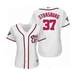 Women's Washington Nationals #37 Stephen Strasburg Authentic White Home Cool Base 2019 World Series Bound Baseball Jersey