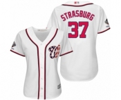 Women's Washington Nationals #37 Stephen Strasburg Authentic White Home Cool Base 2019 World Series Champions Baseball Jersey