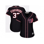 Women's Washington Nationals #37 Stephen Strasburg Navy Blue Alternate Stitched MLB Jersey