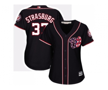 Women's Washington Nationals #37 Stephen Strasburg Navy Blue Alternate Stitched MLB Jersey