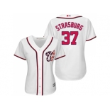 Women's Washington Nationals #37 Stephen Strasburg White Fashion Stitched MLB Jersey