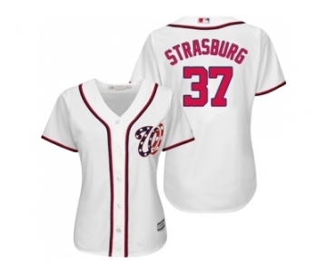 Women's Washington Nationals #37 Stephen Strasburg White Fashion Stitched MLB Jersey