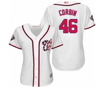 Women's Washington Nationals #46 Patrick Corbin Authentic White Home Cool Base 2019 World Series Bound Baseball Jersey