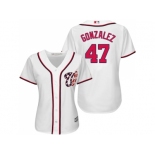 Women's Washington Nationals #47 Gio Gonzalez White Home Stitched MLB Jersey