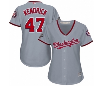 Women's Washington Nationals #47 Howie Kendrick Authentic Grey Road Cool Base 2019 World Series Bound Baseball Jersey