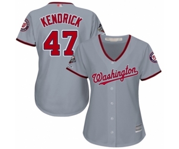 Women's Washington Nationals #47 Howie Kendrick Authentic Grey Road Cool Base 2019 World Series Champions Baseball Jersey