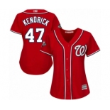 Women's Washington Nationals #47 Howie Kendrick Authentic Red Alternate 1 Cool Base 2019 World Series Bound Baseball Jersey