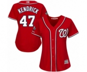 Women's Washington Nationals #47 Howie Kendrick Authentic Red Alternate 1 Cool Base 2019 World Series Champions Baseball Jersey