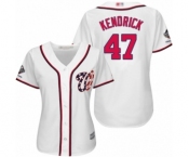 Women's Washington Nationals #47 Howie Kendrick Authentic White Home Cool Base 2019 World Series Champions Baseball Jersey