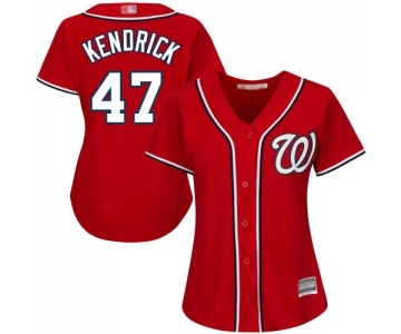 Women's Washington Nationals #47 Howie Kendrick Replica Red Alternate 1 Cool Base Baseball Jersey