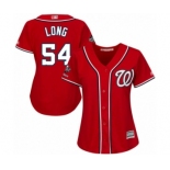 Women's Washington Nationals #54 Kevin Long Authentic Red Alternate 1 Cool Base 2019 World Series Champions Baseball Jersey