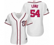 Women's Washington Nationals #54 Kevin Long Authentic White Home Cool Base 2019 World Series Champions Baseball Jersey