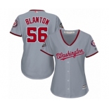 Women's Washington Nationals #56 Joe Blanton Authentic Grey Road Cool Base 2019 World Series Champions Baseball Jersey