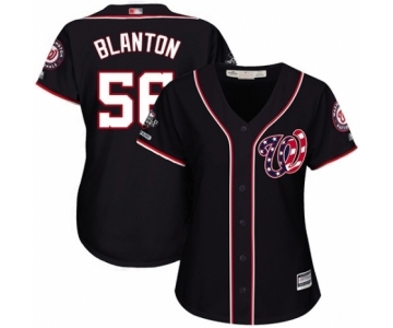 Women's Washington Nationals #56 Joe Blanton Authentic Navy Blue Alternate 2 Cool Base 2019 World Series Champions Baseball Jersey