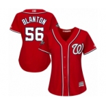 Women's Washington Nationals #56 Joe Blanton Authentic Red Alternate 1 Cool Base 2019 World Series Bound Baseball Jersey