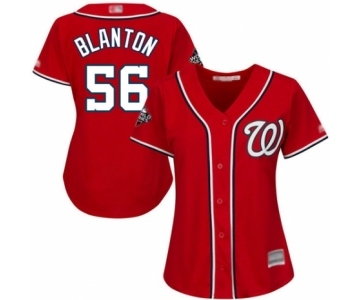 Women's Washington Nationals #56 Joe Blanton Authentic Red Alternate 1 Cool Base 2019 World Series Bound Baseball Jersey