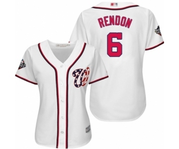 Women's Washington Nationals #6 Anthony Rendon Authentic White Home Cool Base 2019 World Series Bound Baseball Jersey