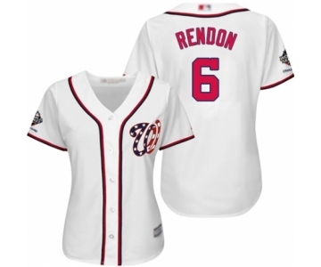 Women's Washington Nationals #6 Anthony Rendon Authentic White Home Cool Base 2019 World Series Champions Baseball Jersey