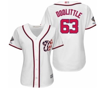 Women's Washington Nationals #63 Sean Doolittle Authentic White Home Cool Base 2019 World Series Champions Baseball Jersey