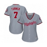 Women's Washington Nationals #7 Trea Turner Authentic Grey Road Cool Base 2019 World Series Bound Baseball Jersey