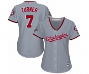 Women's Washington Nationals #7 Trea Turner Authentic Grey Road Cool Base 2019 World Series Champions Baseball Jersey