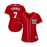 Women's Washington Nationals #7 Trea Turner Authentic Red Alternate 1 Cool Base 2019 World Series Bound Baseball Jersey