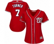 Women's Washington Nationals #7 Trea Turner Authentic Red Alternate 1 Cool Base 2019 World Series Champions Baseball Jersey