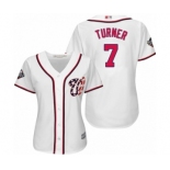 Women's Washington Nationals #7 Trea Turner Authentic White Home Cool Base 2019 World Series Bound Baseball Jersey