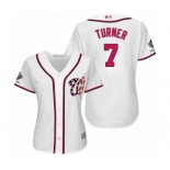 Women's Washington Nationals #7 Trea Turner Authentic White Home Cool Base 2019 World Series Champions Baseball Jersey