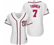 Women's Washington Nationals #7 Trea Turner Authentic White Home Cool Base 2019 World Series Champions Baseball Jersey