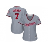 Women's Washington Nationals #7 Trea Turner Grey Road Stitched MLB Jersey