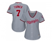 Women's Washington Nationals #7 Trea Turner Grey Road Stitched MLB Jersey