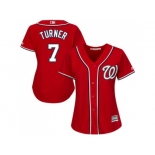 Women's Washington Nationals #7 Trea Turner Red Alternate Stitched MLB Jersey