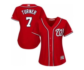 Women's Washington Nationals #7 Trea Turner Red Alternate Stitched MLB Jersey