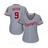 Women's Washington Nationals #9 Brian Dozier Authentic Grey Road Cool Base 2019 World Series Bound Baseball Jersey