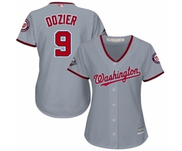 Women's Washington Nationals #9 Brian Dozier Authentic Grey Road Cool Base 2019 World Series Bound Baseball Jersey