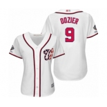 Women's Washington Nationals #9 Brian Dozier Authentic White Home Cool Base 2019 World Series Champions Baseball Jersey