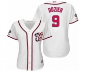 Women's Washington Nationals #9 Brian Dozier Authentic White Home Cool Base 2019 World Series Champions Baseball Jersey