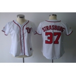 women mlb washington nationals #37 strasburg white