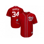 Youth Majestic Washington Nationals #34 Bryce Harper Authentic Scarlet 2017 Spring Training Cool Base MLB Jersey