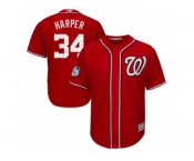 Youth Majestic Washington Nationals #34 Bryce Harper Authentic Scarlet 2017 Spring Training Cool Base MLB Jersey